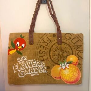 25th Anniversary Orange Bird natural tote bag with print.